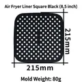 Alfombrilla cuadrada de silicona negra para freidora de aire, 8,5 pulgadas y 80g - Cuadrado Negro (8.5 pulgadas)