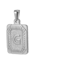 Pendentif en acier titane 18K argenté avec lettre G et texture rayonnante - Lettre G