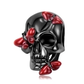 925 silver skull bead with red butterflies and black gold finish for DIY bracelets - PC1344(Black Skull Butterfly)