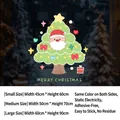 Christmas Santa tree static glass window sticker for holiday decor, 45x60cm size - Small Size 45x60cm