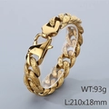 Pulsera cubana vintage de acero inoxidable dorado con relieves de hojas, 210mm - Dorado