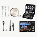 Portable 4-person stainless steel camping cutlery set with storage bag and box - Silver 20-Piece Set Box