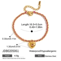 Armband aus rosa Webseil und 18k vergoldetem Edelstahl mit Herzanhänger-Charme - Rosa Geflochtenes Seil Herz Stil (JDB0205061)