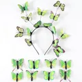 Luminous green butterfly headband set with matching butterfly clips for Christmas party - Green Headband + 8 Hair Clips