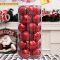Red 4cm Christmas ball ornaments set with matte and glitter finishes in cylinder box - Red Mixed Style / 4cm
