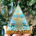 8cm crystal pyramid with blue and green stones, life tree and dragonfly motifs - 8cm / Aventurine Tree Amazonite
