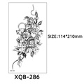Black wolf and snake tattoo sticker XQB-286 with floral elements in 114x210mm size - Snake Wolf Flower Set (XQB-286)