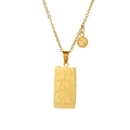 Detailed close-up of golden Sagittarius zodiac necklace with tarot-style engraved rectangle pendant - Sagittarius - Gold (ZJ3813)