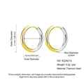 Two-tone titanium steel hoop earrings with 21mm outer diameter and minimalist design - 2.5*16mm / Two Colors