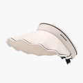 Damen UV-Schutz Sonnenhut in Cremeweiß mit gewellter Krempe und schwarzer Umrandung - Beige