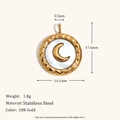 Colgante de luna en acero inoxidable bañado en oro 18K con textura martillada - Colgante Redondo Luna Concha - Dorado
