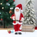 Standing 46cm Santa Claus figure in red velvet suit with lantern and gift bag decoration - Classic Red White Standing (YJ28003)