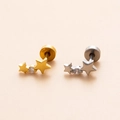 Star-shaped stainless steel cartilage studs with zircon in gold and silver finishes - 8# Double Star (Silver Color)