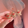 Cute gingerbread man hair clip with three resin figures and golden metal grip - Style A 3 Gingerbread Men