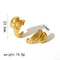 Irregular geometric gold chunky hoop earrings with 23.5mm height and 14mm width - Thick Textured Style (TE6801)