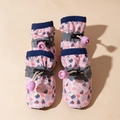 Stivaletti rosa impermeabili per cani con stampe cartoon e lacci regolabili - Taglia 1(0.5-1kg) / Orso Rosa/Impermeabile
