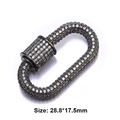 Gun black oval screw clasp with rhinestones for jewelry and bag accessories, 28.8x17.5mm - Style 38 (Full Gun Metal Zircon Oval Clasp)