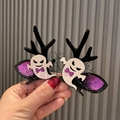 Halloween ghost antler hair clips cute purple glitter bat wings hairpin party headwear - Ghost Clip Pair (O1-2) / White