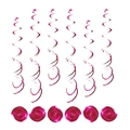 Set of 6 bright pink spiral PVC hanging decorations for festive party window display - Double Spiral/Pack of 6 / Glossy Peach Pink