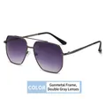 Classic gunmetal aviator sunglasses featuring premium gradient grey lenses and thin metal frames - Gunmetal Frame Gradient Grey Lens