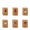 Set of 6 assorted handmade vintage kraft Christmas cards with 3D felt holiday designs - Santa Claus, Snowman, Christmas Tree, Reindeer, Angel, Bell