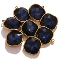 Pendentifs carrés en cristal bleu foncé avec bordure dorée pour bijoux DIY - Style A Bleu Foncé