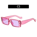 Vintage oversized rectangle sunglasses with pink transparent frame and purple tinted lenses - Transparent Purple Frame Purple Lens