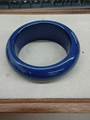 Minimalist deep navy blue resin round bangle with high gloss finish on velvet - Navy Blue (Dark Blue-Ink Round)