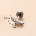 Pendiente curvado plateado con cinco circonitas y marcas de medida en 1cm largo - Plata 6#