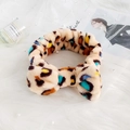 Soft plush headband featuring colorful leopard print and a bow knot for skincare - Colorful Leopard