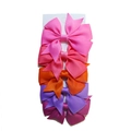 Set of five ribbed ribbon fishtail bow hair clips in assorted pink and purple shades - Pink/Rose/Purple Gradient 5Pcs Set