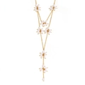 Elegant 18K gold-plated Y-necklace featuring multilayered white pearl flower tassels - Imitation Pearl Flower Tassel Necklace - Gold