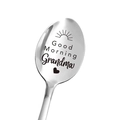 Stainless steel coffee spoon engraved with Good Morning Grandma and a heart - Good Morning Grandma