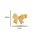 Gold bow earrings with clear cubic zirconia inlays and dimensions 0.87cm by 1.01cm - 5# Gold