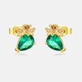 925 Sterling Silver earring studs with green pear-shaped gemstones and gold finish - 925 Silver / 18k Gold-949