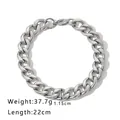 Grof zilverkleurig roestvrijstalen schakelarmband van 22 cm lang met een gewicht van 37,7g - Zilver