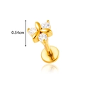 Golden labret stud earring with a 0.54cm three-petal clear zircon flower design - Small Flower Style (0196-7#) / Gold