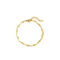 Elegant 18K gold-plated stainless steel necklace with geometric diamond fishbone links - Bracelet / Gold