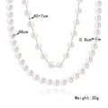 Double-layer baroque pearl necklace with gold chain and adjustable length 40+7cm - Gold Double Layer Layered Pearl Necklace