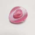 Mini cappello da cowboy rosa laser decorativo con paillettes scintillanti per le feste - Rosso Rosa a Pois