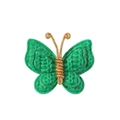 Handmade green knitted butterfly hair clip with gold wire body for kids and women - Emerald Green