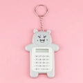 Mini bear-shaped 8-digit pocket calculator with keychain in grey and white keys - Gray