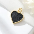 Detailed view of heart charm with black glitter inlay and 14K gold plated frame - Black