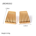 18k gold plated stainless steel trapezoid earrings with vertical textured wave patterns - Vertical Striped Wave-JDE2401012