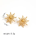 Gold Sun Rhinestone Stud Earrings (TE60184-G)