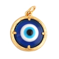Evil eye pendant with gold frame and blue enamel details on white background - L23 / Gold Dark Blue Gem
