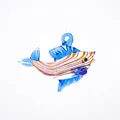 Floating glass fish pendant in lake blue and orange stripes for aquarium decoration - Style 8-Lake Blue Orange Brown Striped Fish