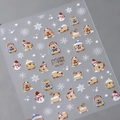 Winter-Capybara-Nagelaufkleber mit Schneemännern und Ohrenschützern auf transparent - Winter-Weihnachts-Capybara-Stil (MN367)