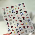 Pop art style self-adhesive nail stickers M-1199 featuring stars, dice and fashion icons - M-1199 Punk Graffiti Style (With Jelly Glue)