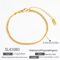 Bracciale a catena a corda ritorta in acciaio inossidabile placcato oro 18K da donna - SL41080 (Catena a Corda)